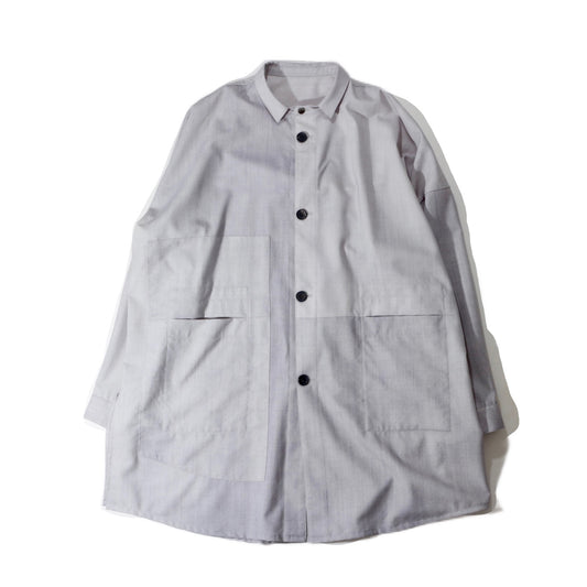 Uneven Dyed Pasted Cloth Shirt Coat / gray-white