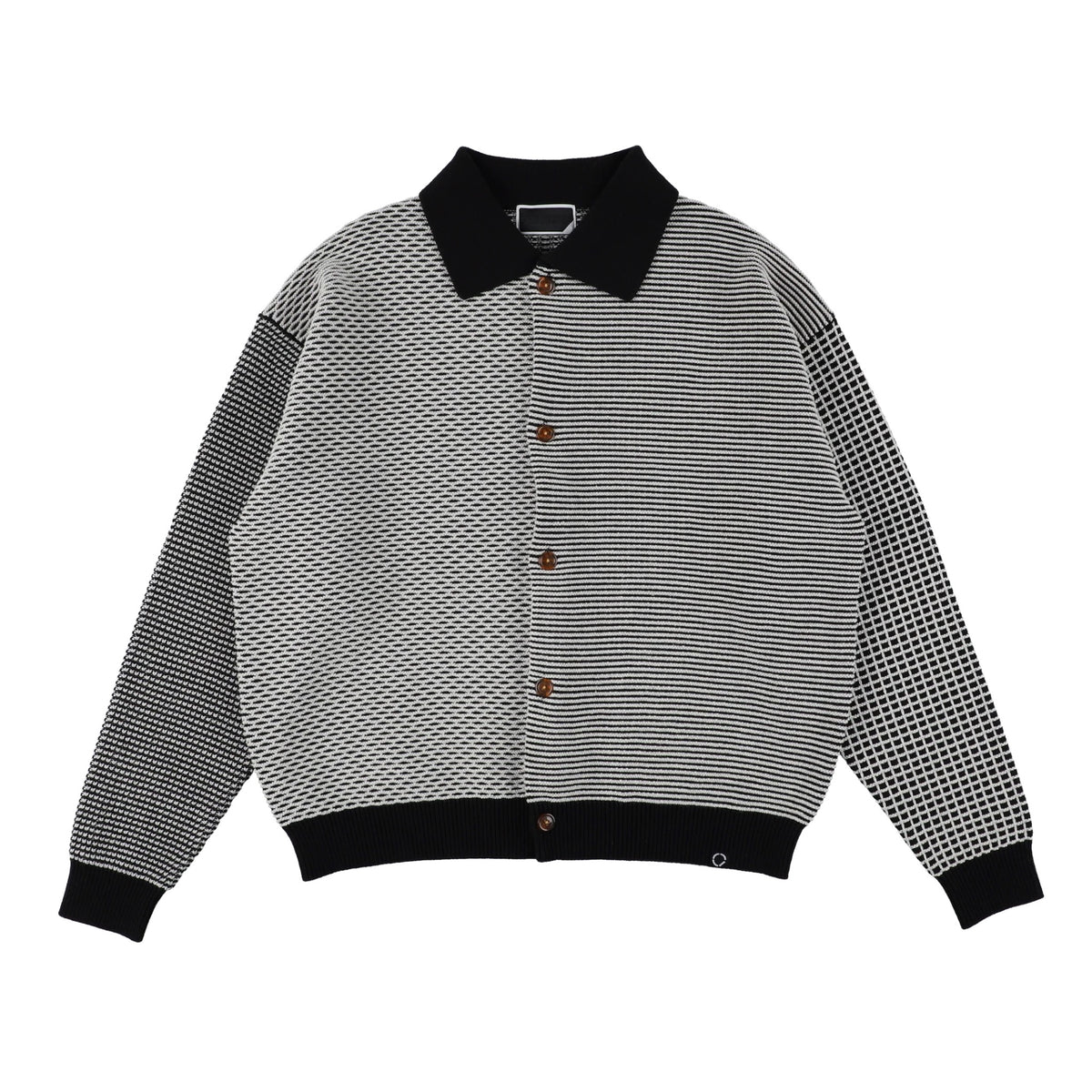 MULTI KNIT SHIRT JACKET / black×white