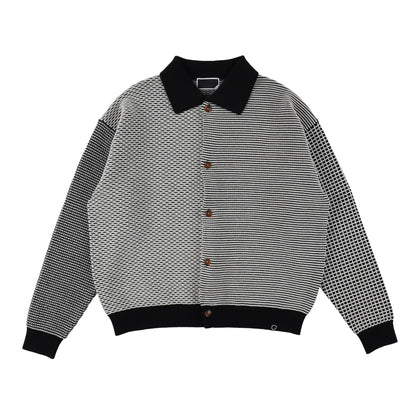 MULTI KNIT SHIRT JACKET / black×white