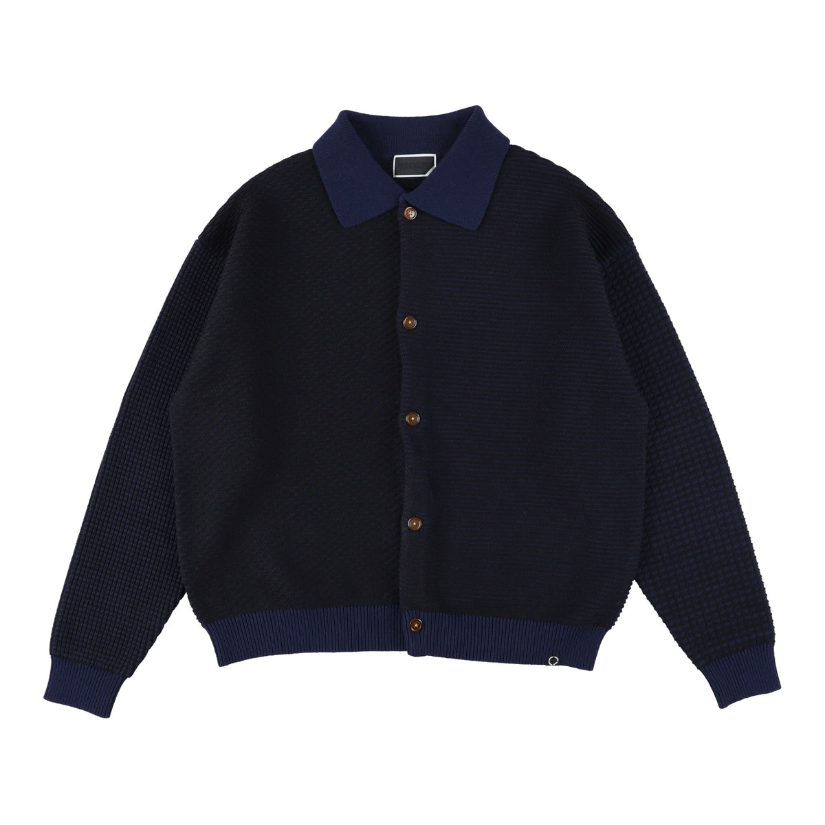 MULTI KNIT SHIRT JACKET / navy ×black