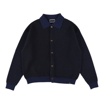 MULTI KNIT SHIRT JACKET / navy ×black