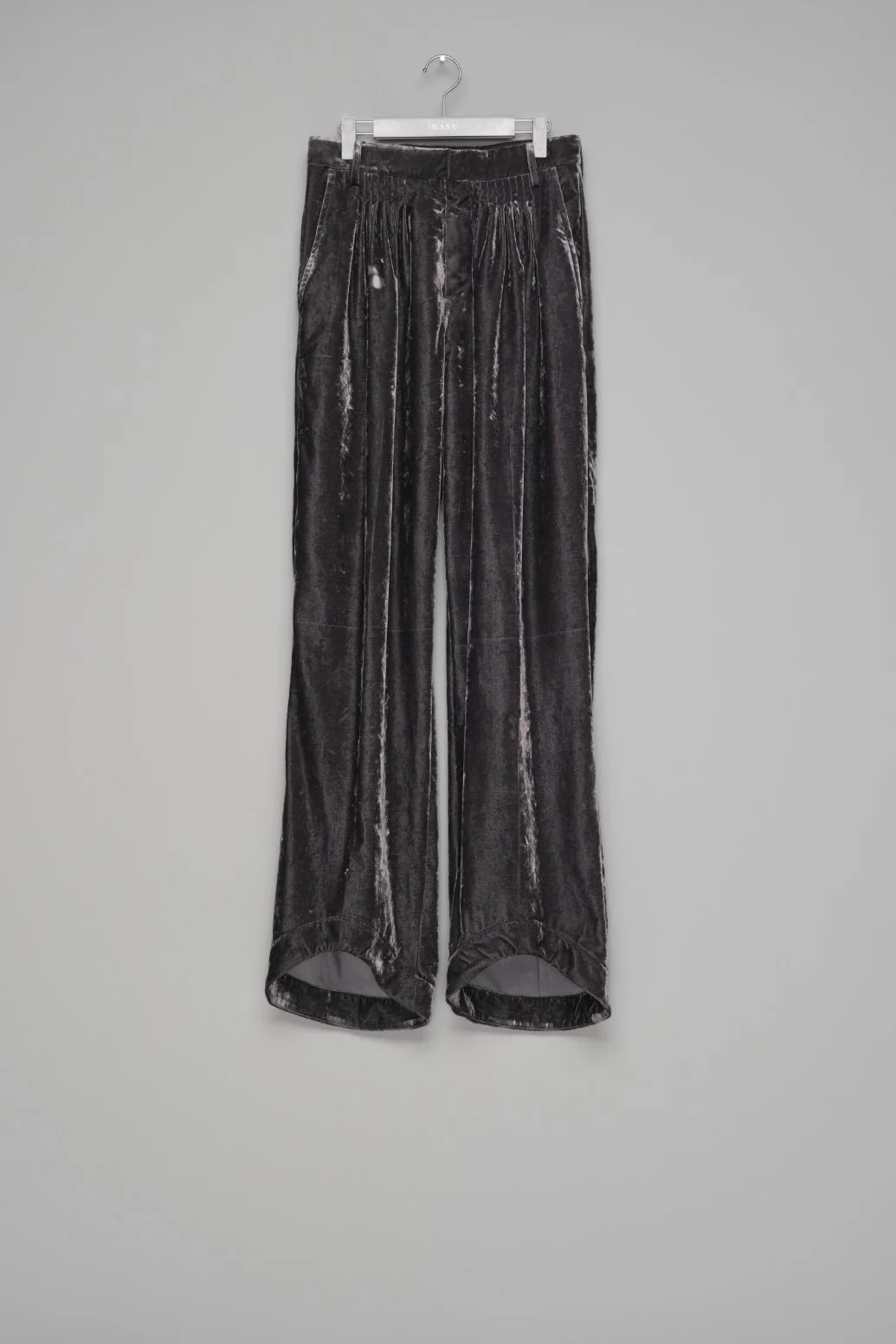 Velvet Accordion Wide Trousers / Dusty Black