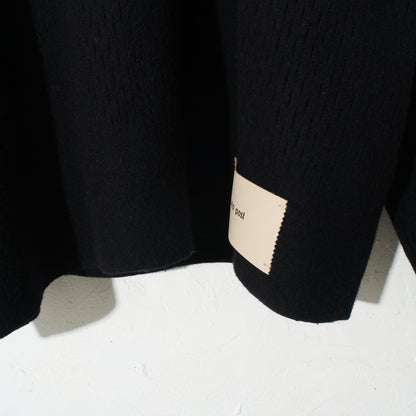 slited melton cardigan / navy
