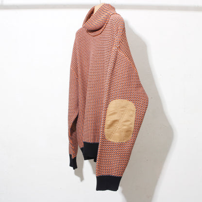 MIX KNIT SWEATER  / orange