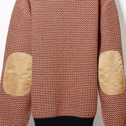 MIX KNIT SWEATER  / orange