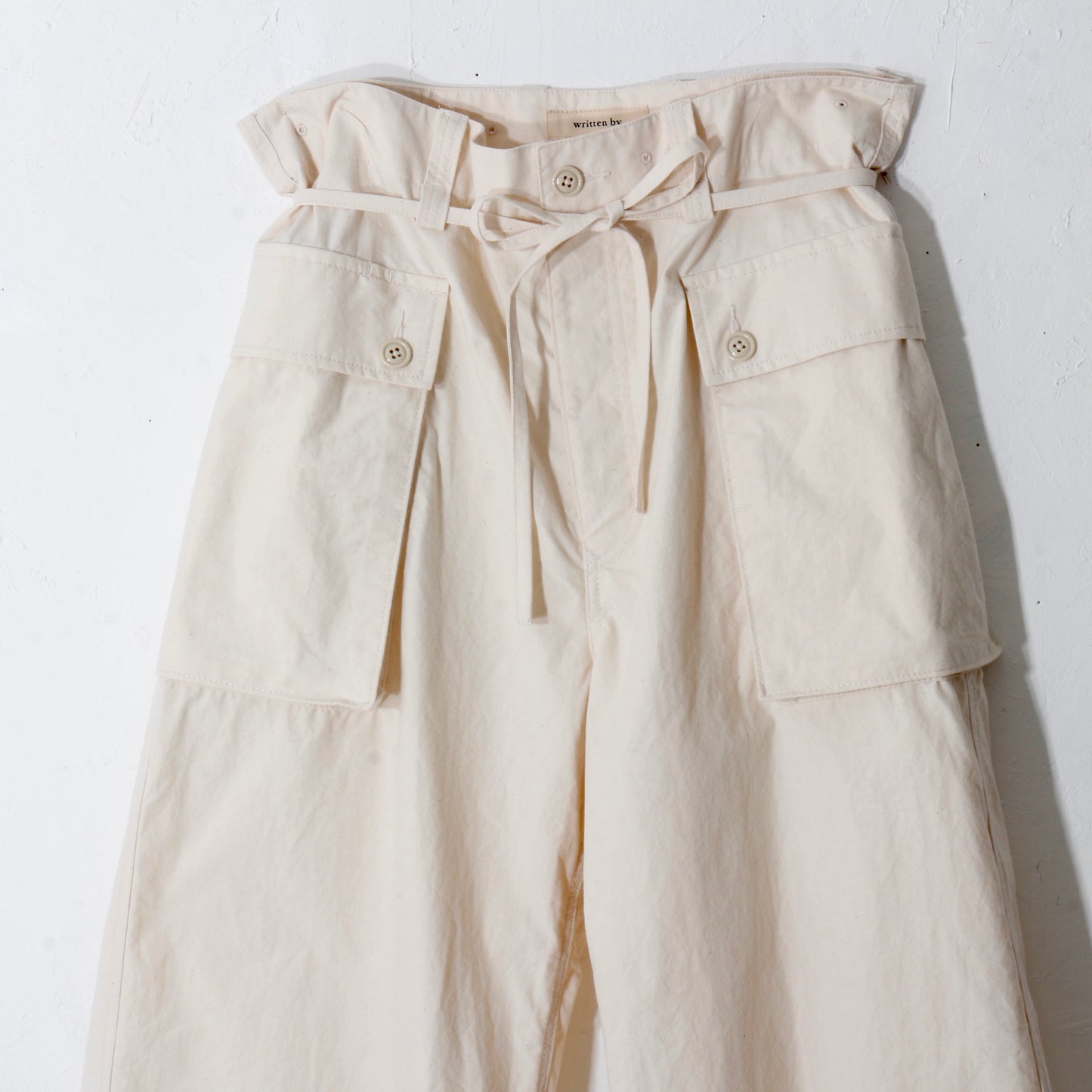 written by / multi pocket pants / natural