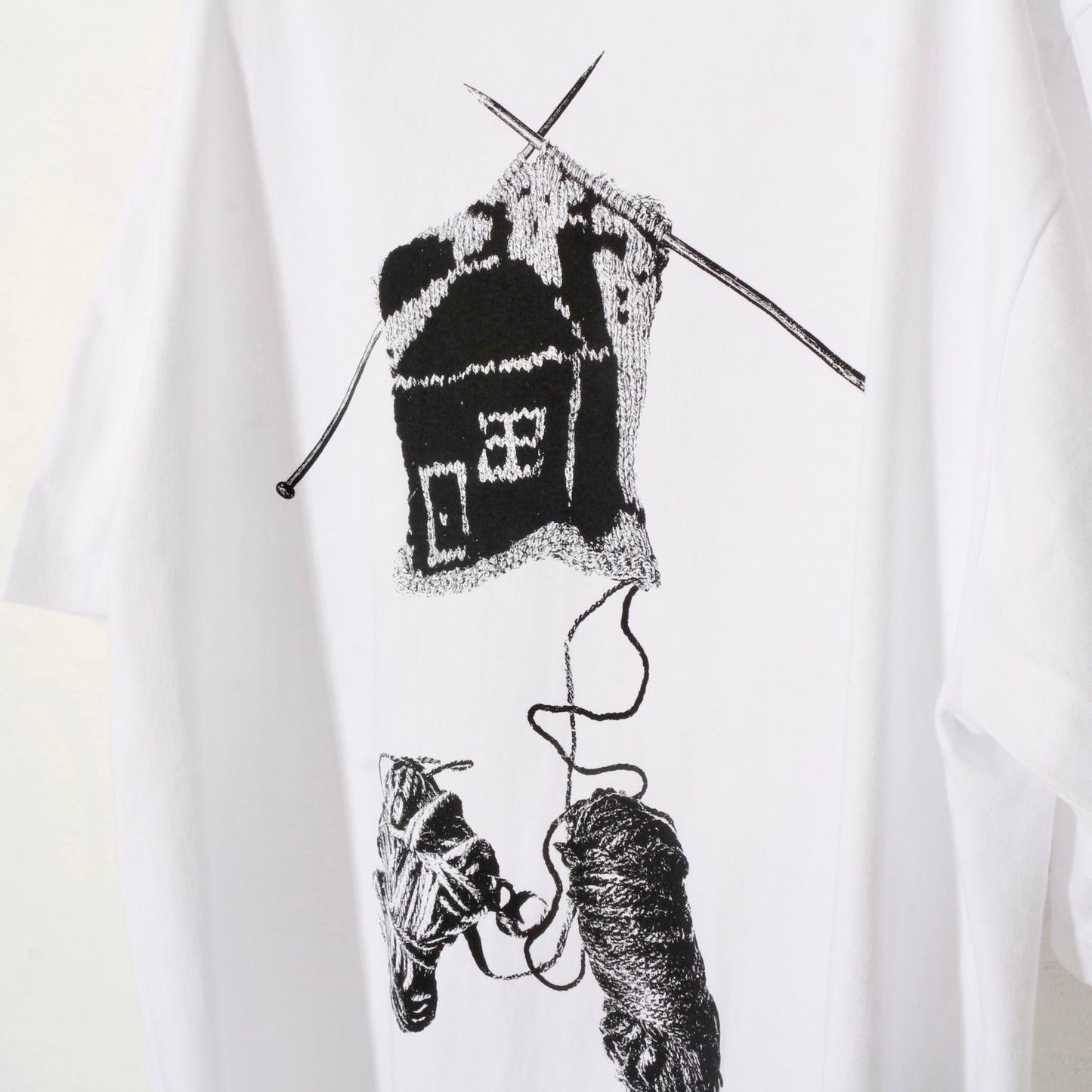 print T-shirt / knitting   / wh