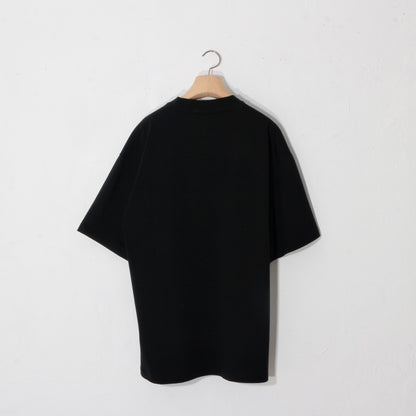 print T-shirt / knitting   / bk