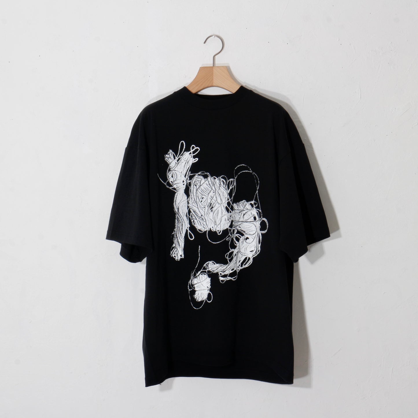 print T-shirt / yarn  / bk