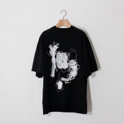 print T-shirt / yarn  / bk
