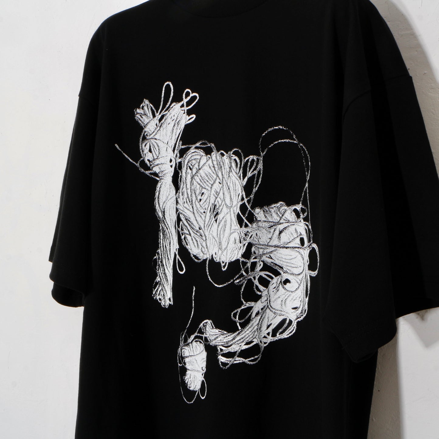 print T-shirt / yarn  / bk