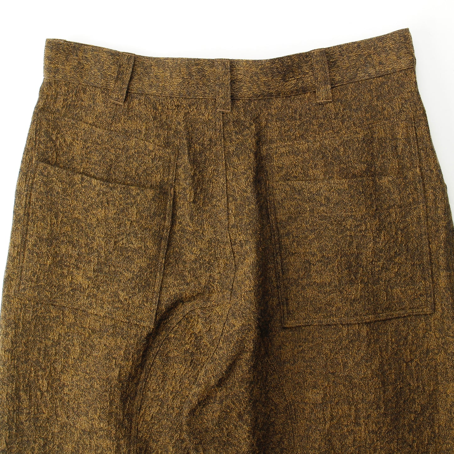 Moss Jacquard CottonWool Arched Pants / MUSTARD