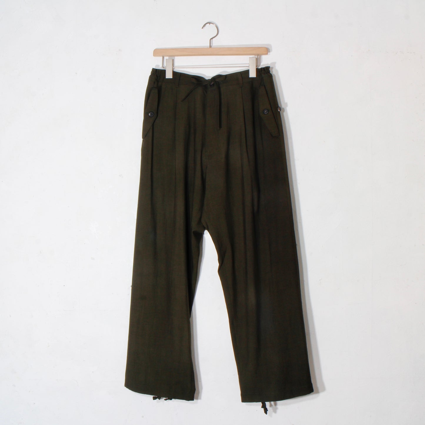 Uneven Dyed 1tuck Wide Pants / D.green