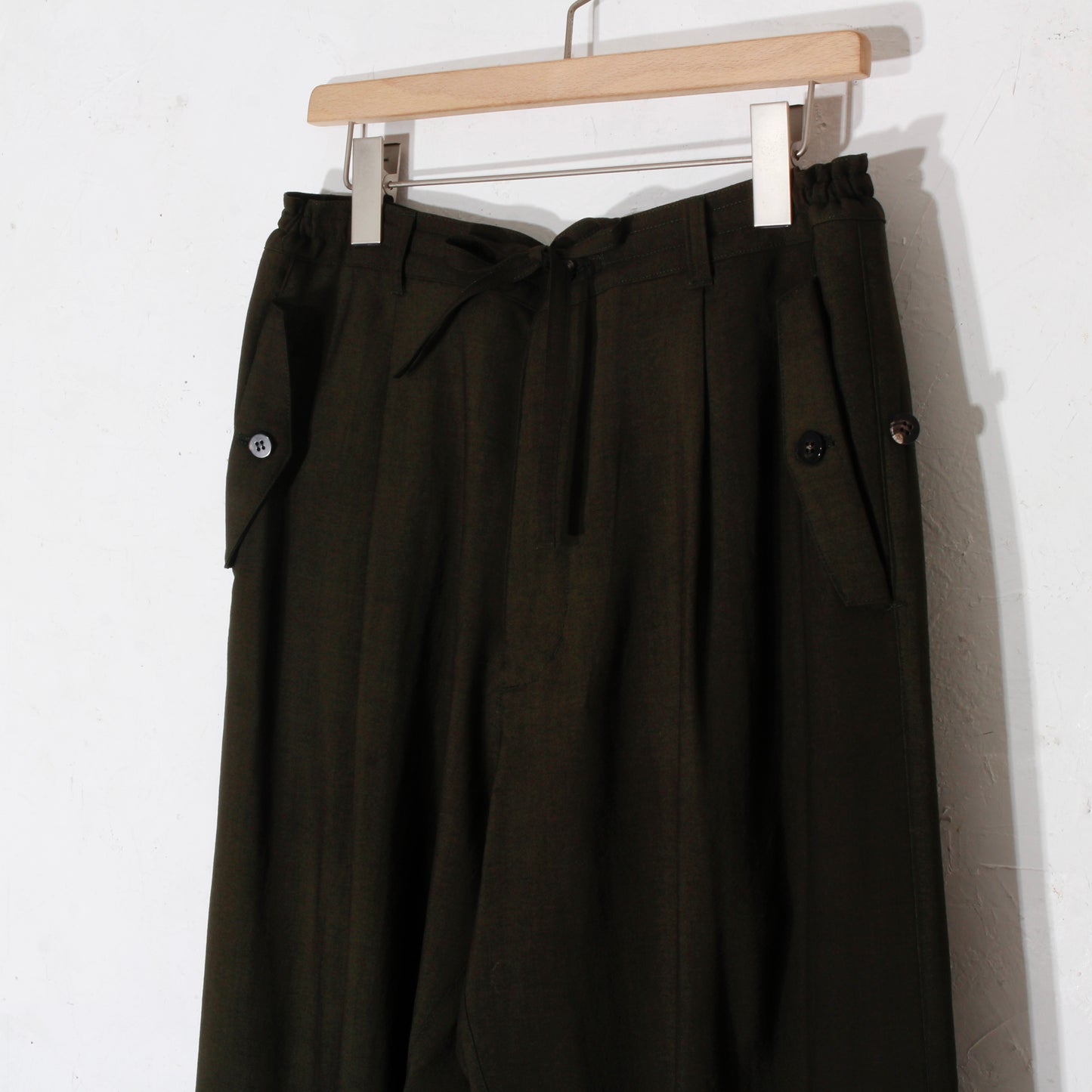 Uneven Dyed 1tuck Wide Pants / D.green
