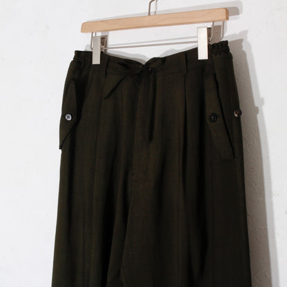Uneven Dyed 1tuck Wide Pants / D.green