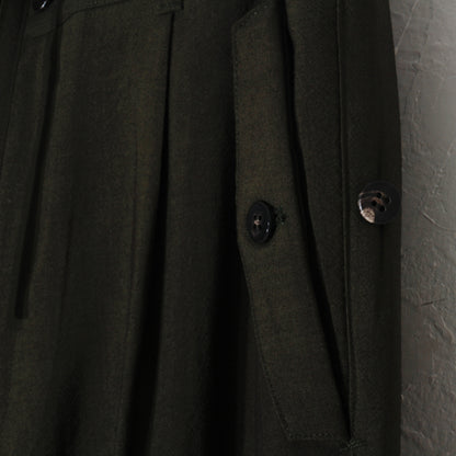 Uneven Dyed 1tuck Wide Pants / D.green