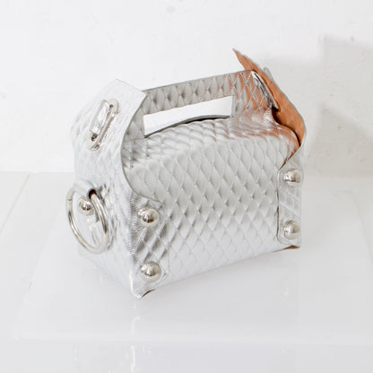 LEATHER CAKE BAG / silver