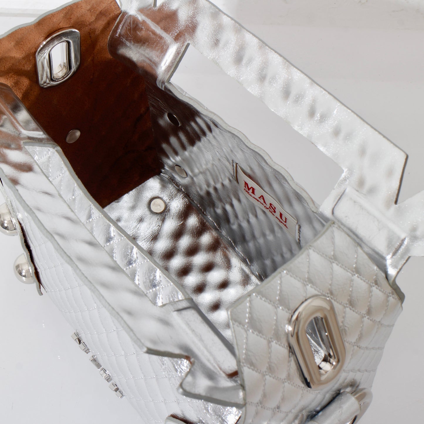 LEATHER CAKE BAG / silver