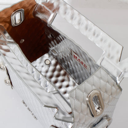 LEATHER CAKE BAG / silver