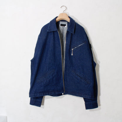 ZIP DENIM WORK JACKET / navy