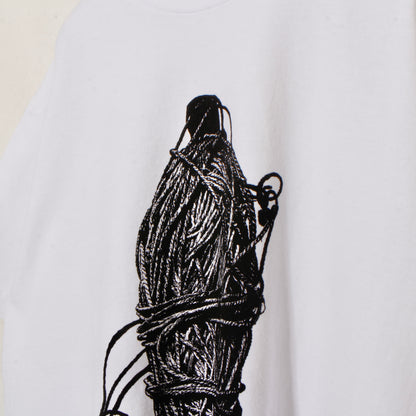 market print T-shirt / yarn  / wh