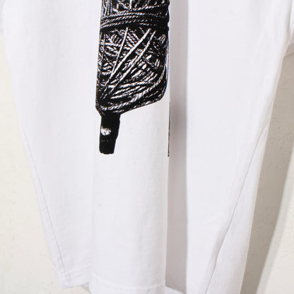 market print T-shirt / yarn  / wh
