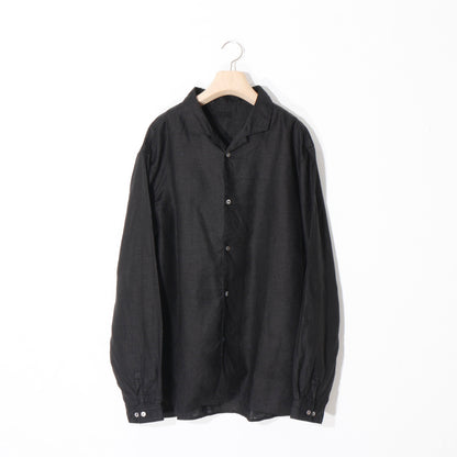 大麻開襟シャツ / 黒