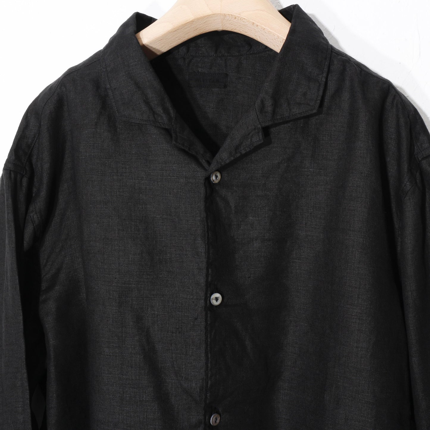大麻開襟シャツ / 黒