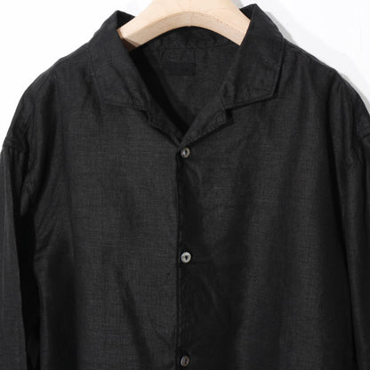 大麻開襟シャツ / 黒