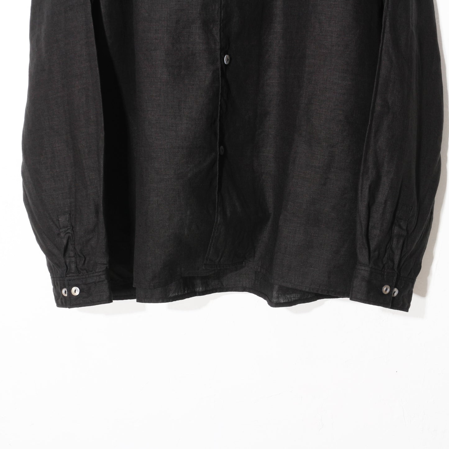 大麻開襟シャツ / 黒