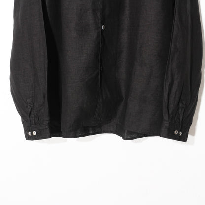 大麻開襟シャツ / 黒