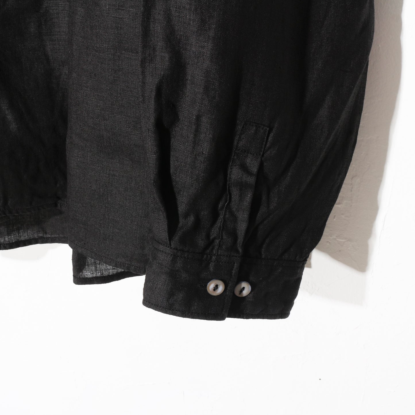 大麻開襟シャツ / 黒