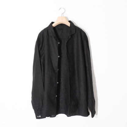 大麻開襟シャツ / 黒