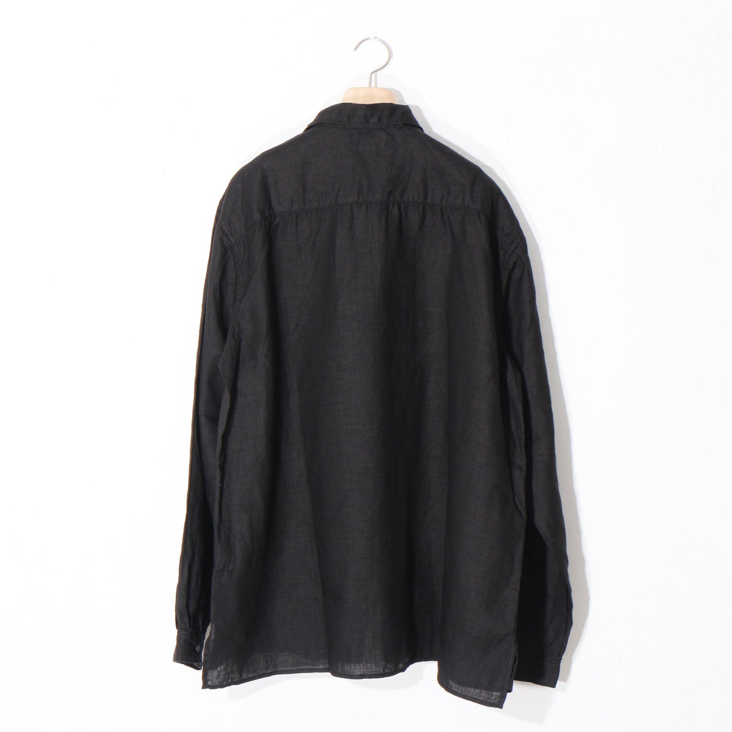 大麻開襟シャツ / 黒