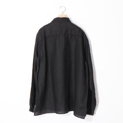 大麻開襟シャツ / 黒