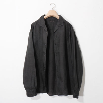 大麻開襟シャツ / 草木濃染め/ 柿渋×墨