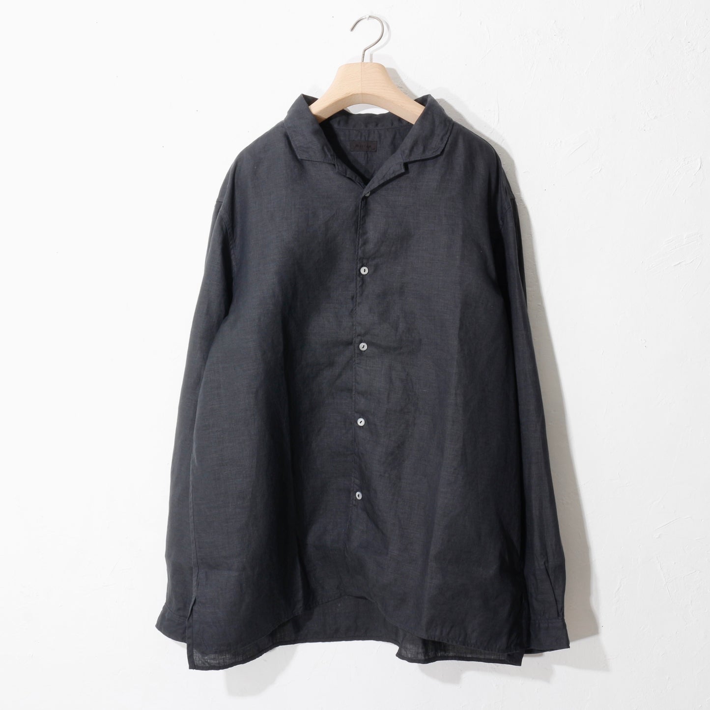 大麻開襟シャツ / 墨黒