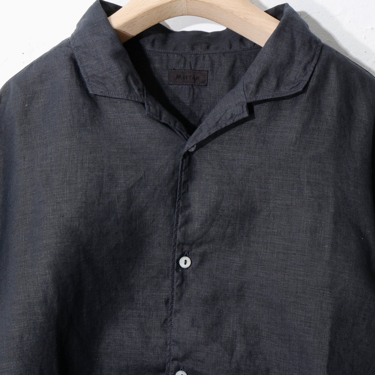 大麻開襟シャツ / 墨黒