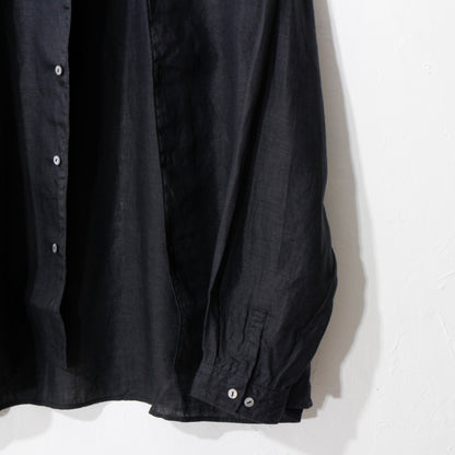 大麻開襟シャツ / 墨黒