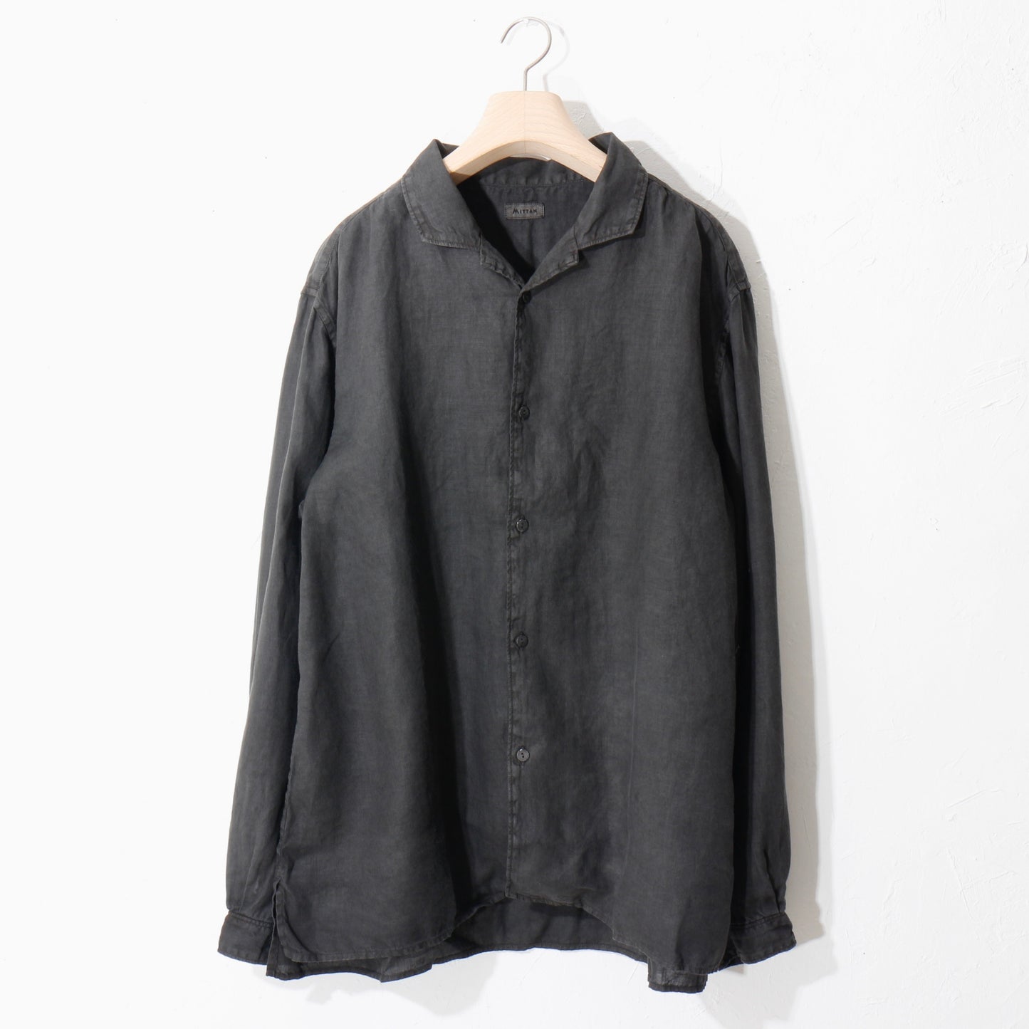 大麻開襟シャツ / 炭