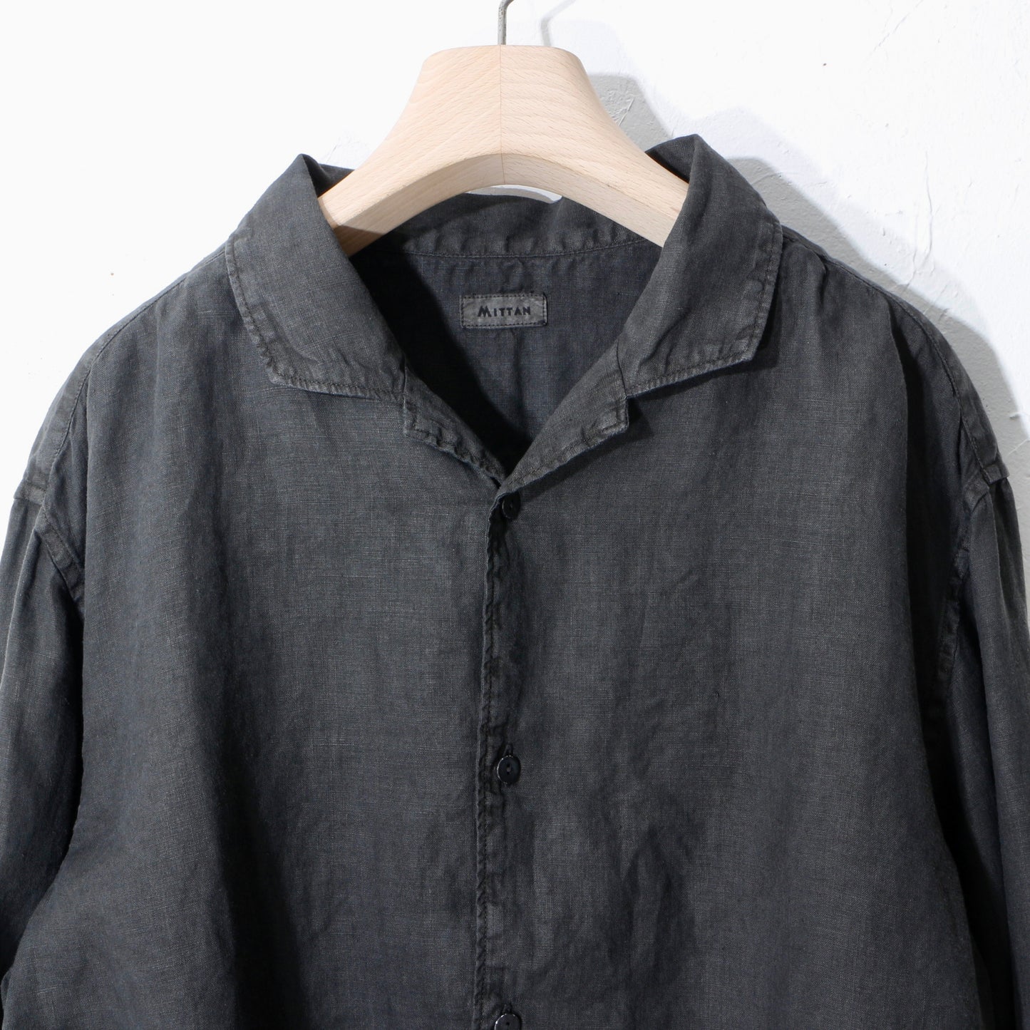 大麻開襟シャツ / 炭