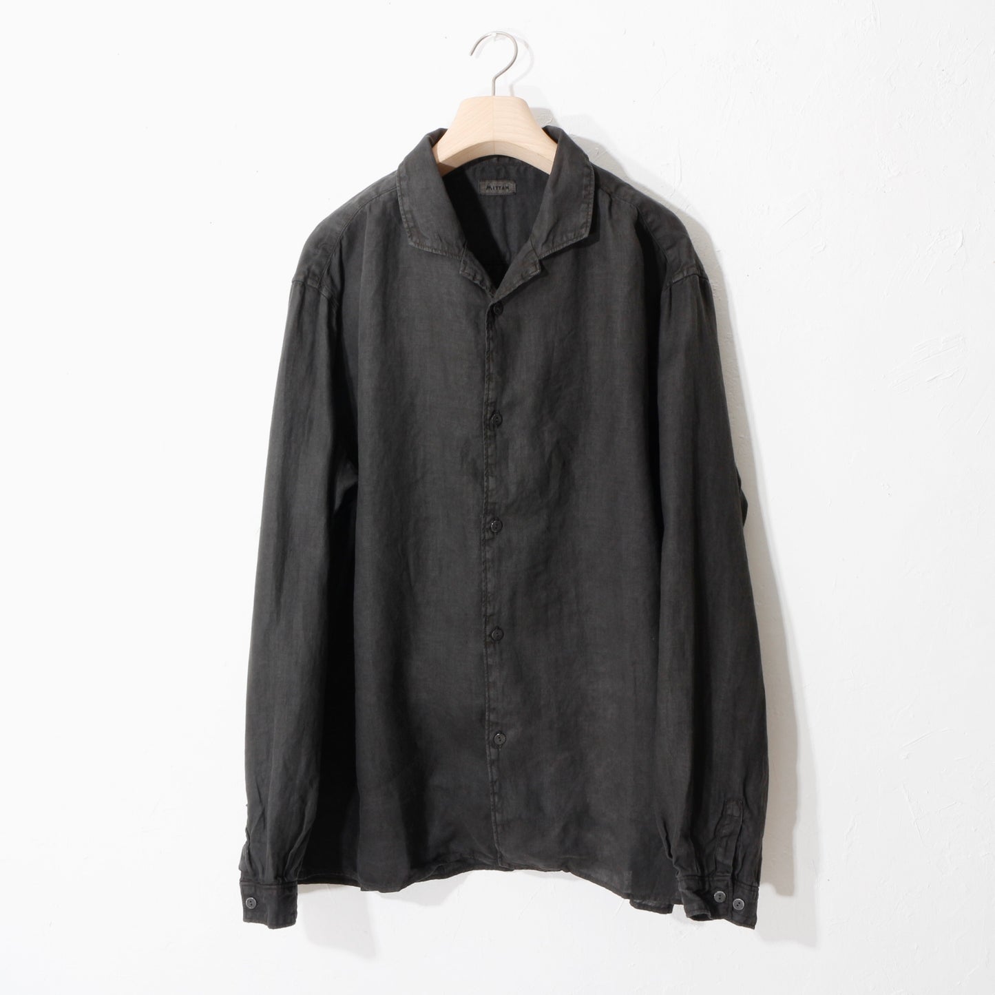大麻開襟シャツ / 炭