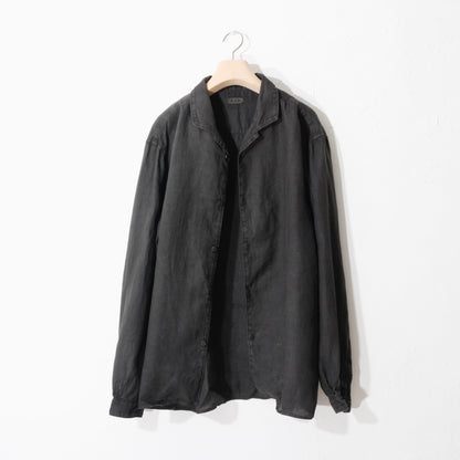 大麻開襟シャツ / 炭
