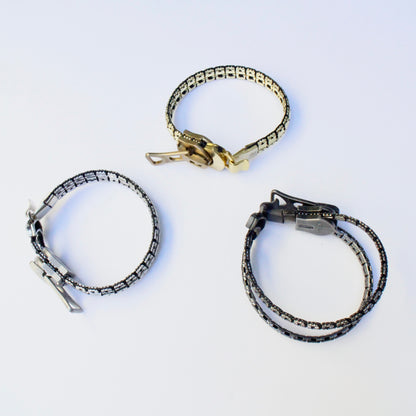 zip bracelet / gold /black / silver