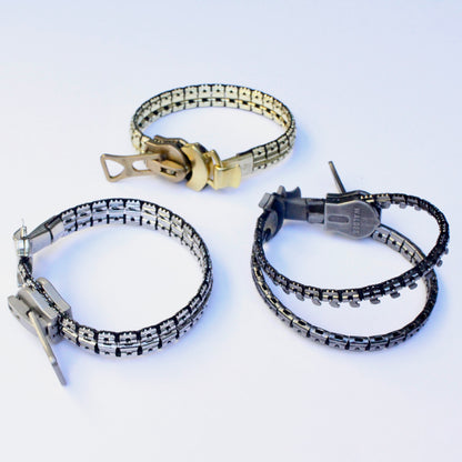 zip bracelet / gold /black / silver