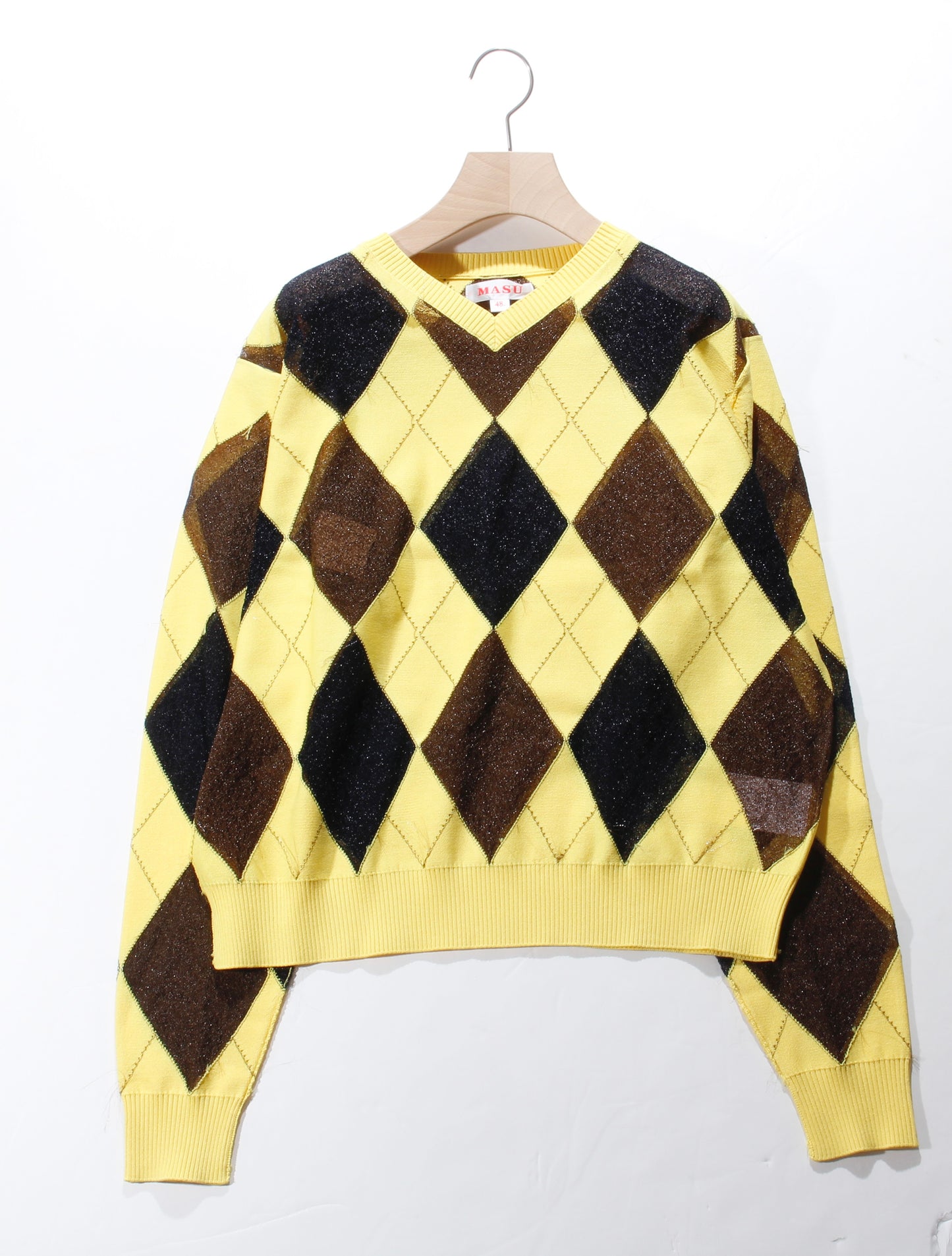 REVERSED ARGYLE SWEATER / yellow