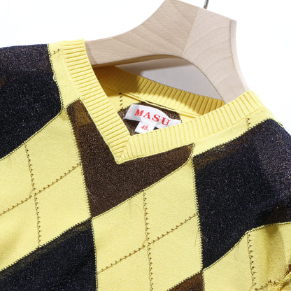 REVERSED ARGYLE SWEATER / yellow