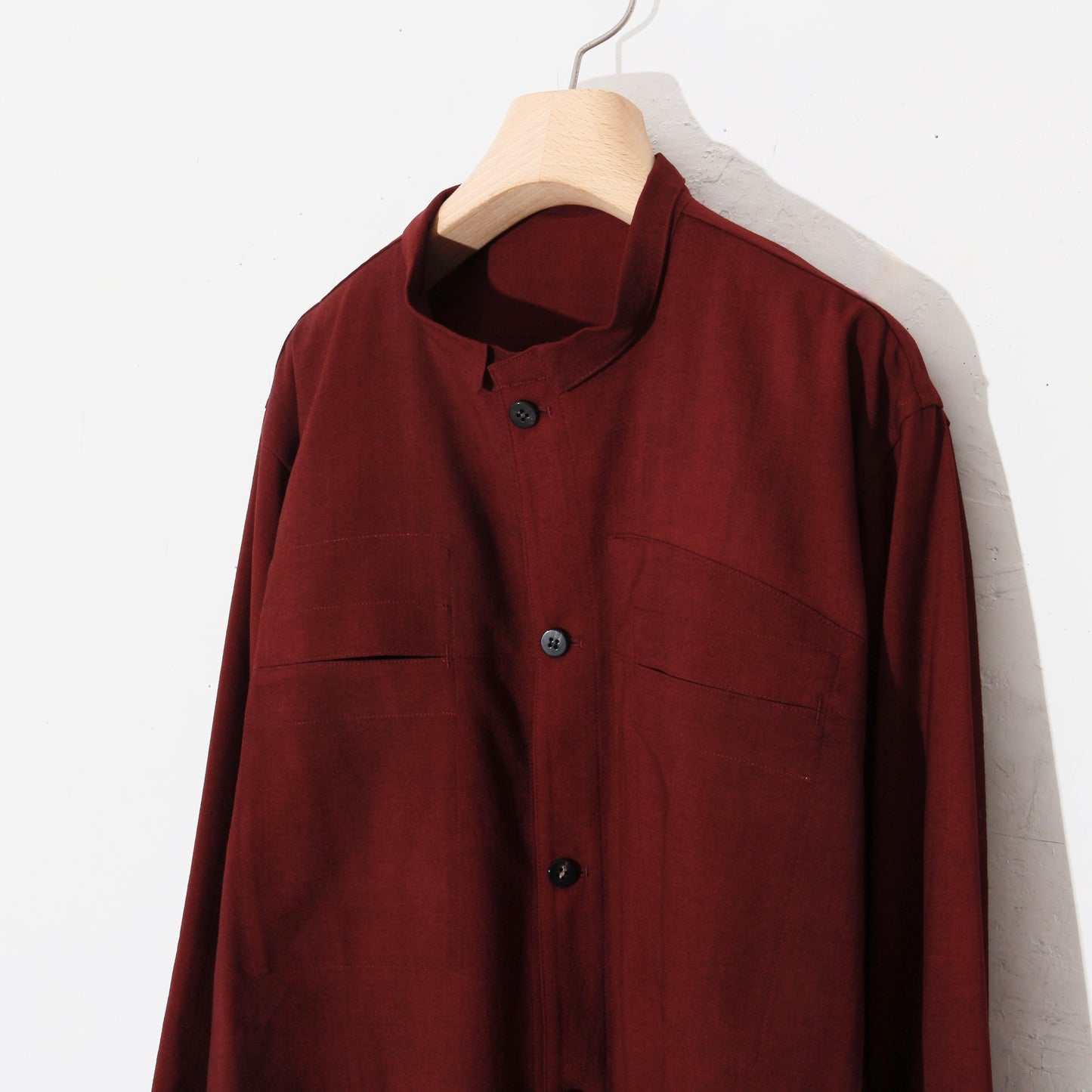 Uneven Dyed Short Shirt Jacket   / D.red