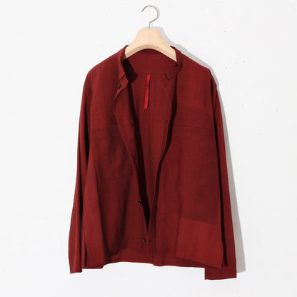 Uneven Dyed Short Shirt Jacket   / D.red