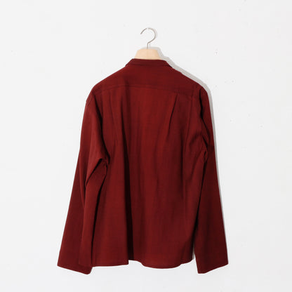 Uneven Dyed Short Shirt Jacket   / D.red